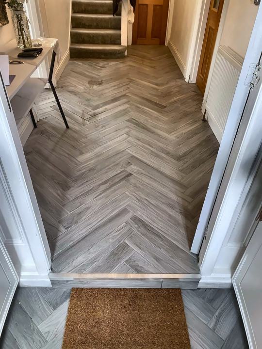Herringbone hallway floor