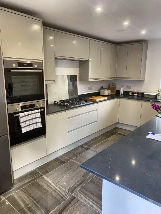 Cream kitchen with built-in ovens